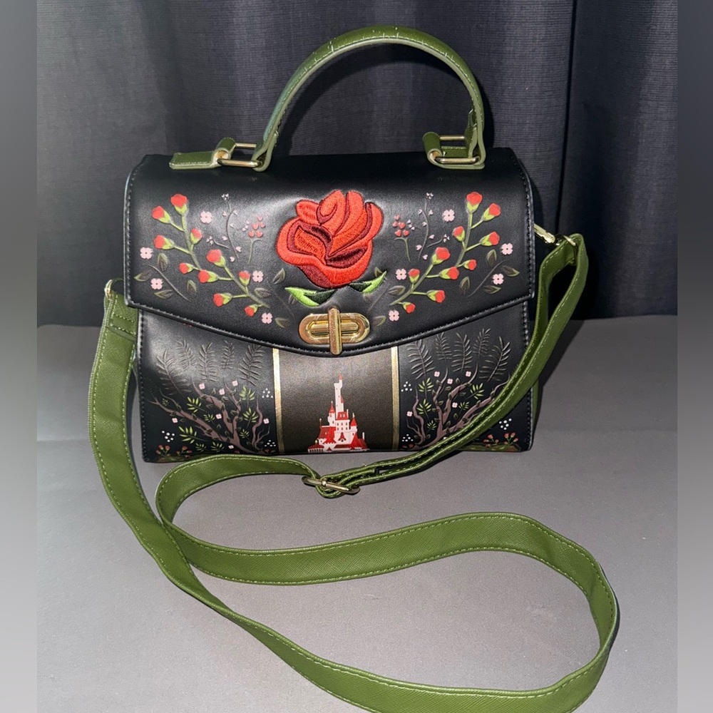 Loungefly Beauty & the Beast Floral Crossbody Bag